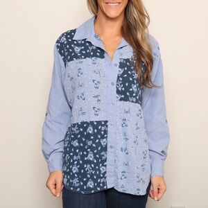 Vintage Tap&Co Floral Patchwork Button Down Shirt